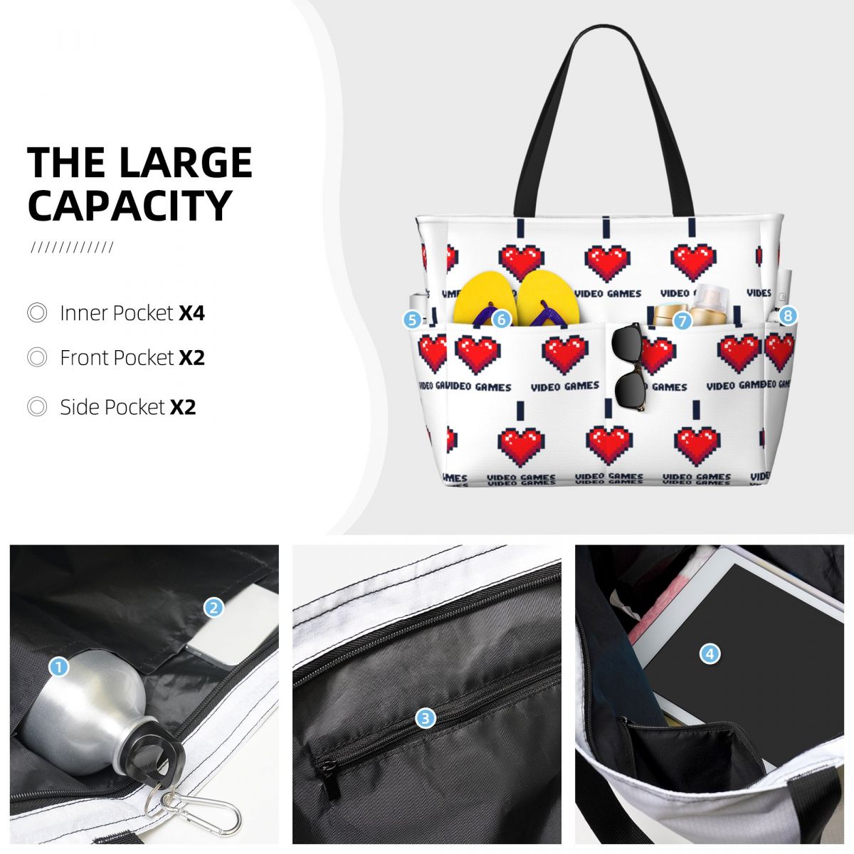 Borsa da spiaggia I Heart Vide - Yoga Fitness Videos Free recensione e prezzo